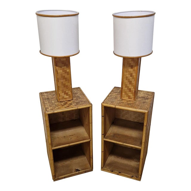Bamboo and Rattan Bedside Tables, 1950s, Set of 2 For Sale - Image 4 of 11
