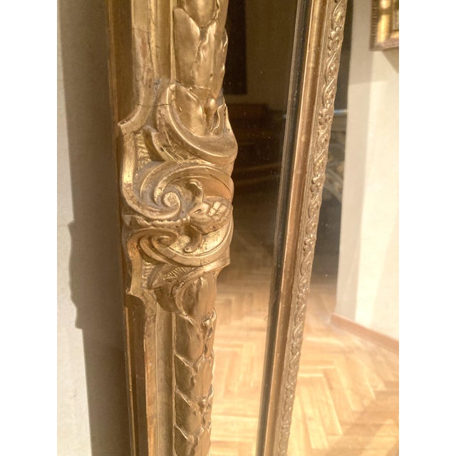 Antique French Louis XV Style Full Length Giltwood Pier Mirrors, 19th Century, Set of 2 For Sale - Image 13 of 18