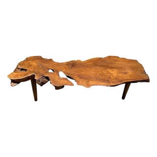 Andrianna Shamaris Sculptural Organic Teak Wood Coffee Table For Sale
