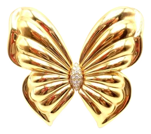 Van Cleef & Arpels 18k Yellow Gold Extra Large Butterfly Pin Brooch