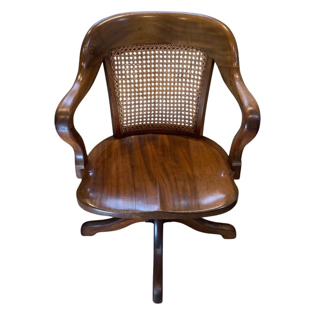 Wood Victorian Oak Revolving Desk Chair, 1890s For Sale - Image 7 of 14