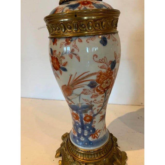 Chinese Porcelain Lamps with Chased Bronze Bases, 19th Century, Set of 2 For Sale - Image 10 of 12