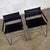 Mid-Century Modern Vintage Chrome & Black Vinyl Faux Leather Sling Director’s Chairs Straight Legs, a Pair For Sale - Image 3 of 13