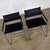 Mid-Century Modern Vintage Chrome & Black Vinyl Faux Leather Sling Director’s Chairs Straight Legs, a Pair For Sale - Image 3 of 12