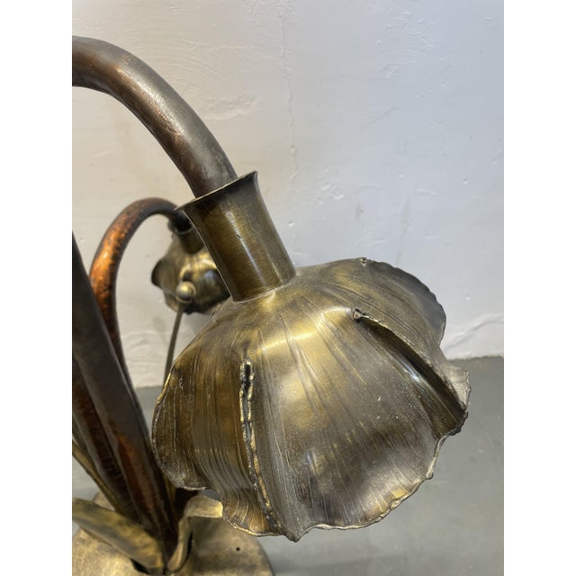 Floral Lamp in Brass and Copper, 1960s For Sale - Image 4 of 12