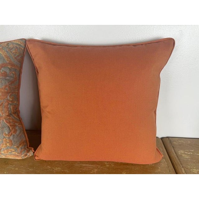 Celadon Rare Pair of Vintage Quilted Fortuny Textile Pillows For Sale - Image 8 of 8
