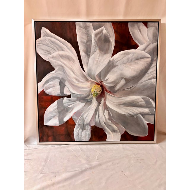 Framed Oil on Canvas Magnolia by Shelly Gurton Titled "Margaux" For Sale - Image 11 of 11