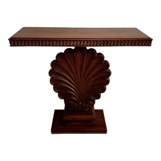 1970s Vintage Hand Carved Wood Shell Console Table For Sale