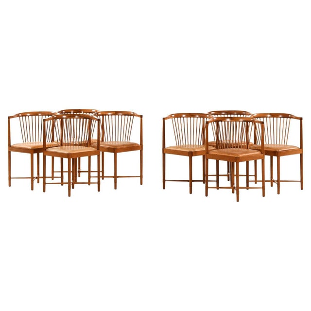 Dining Chairs in Mahogany and Leather attributed to Børge Mogensen, 1944, Set of 8 For Sale - Image 11 of 11