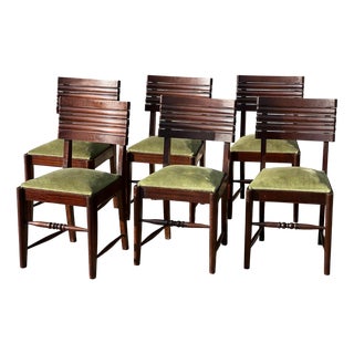 Art Deco French Chairs Numbered Gaston Poisson, 1940s, Set of 6 For Sale
