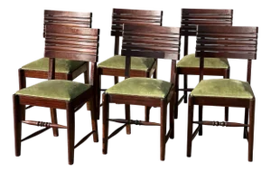 Art Deco French Chairs Numbered Gaston Poisson, 1940s, Set of 6