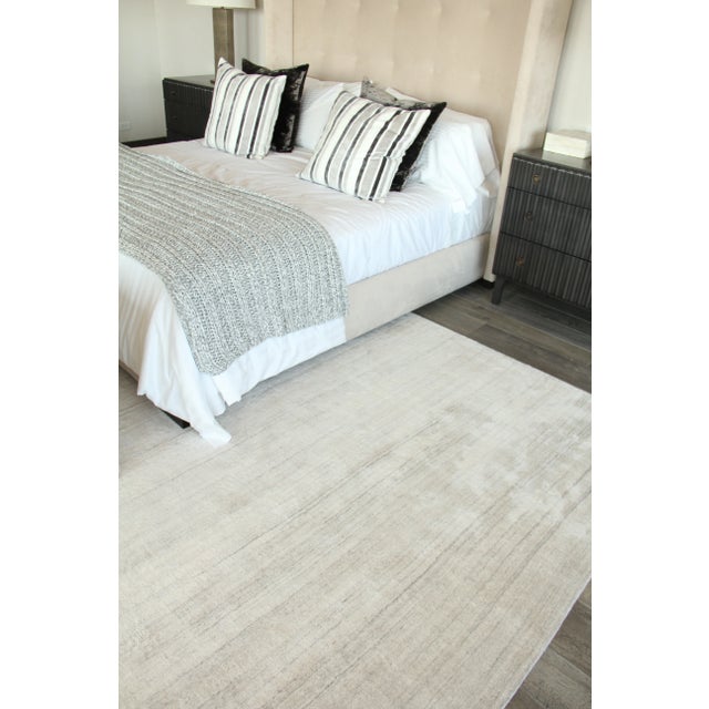 Wood Exquisite Rugs Creil Hand loom Bamboo/Silk Ivory Rug-10'x14' For Sale - Image 7 of 9