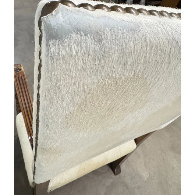 Antique Renaissance Style Carved Wood Animal Hide Throne Accent Chair For Sale - Image 16 of 18