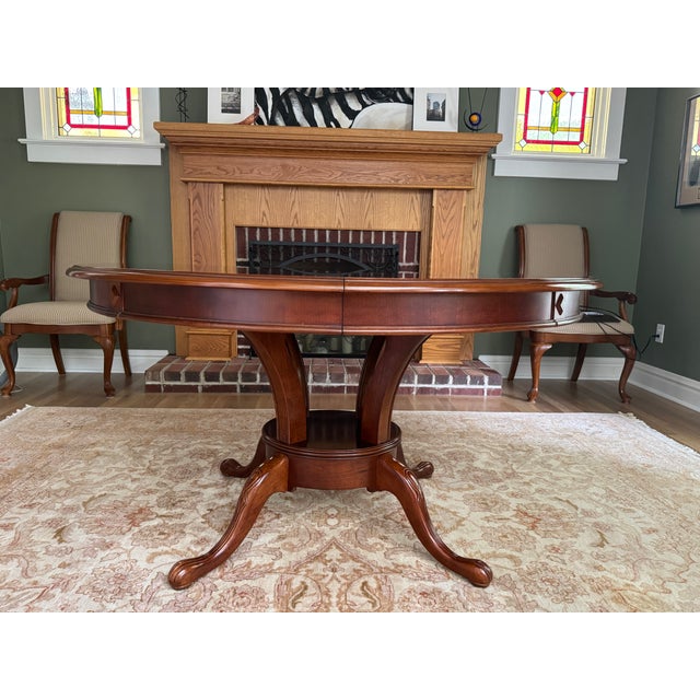 Wood Solid Wood Dining Table and Eight Chairs For Sale - Image 7 of 8
