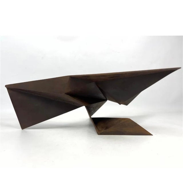Gerald DiGgiusto, Metal Corten Steel Abstract Geometric Folded Origami Sculpture Gerald DiGiusto, 1980 For Sale - Image 9 of 11