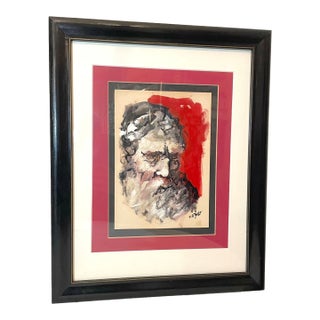 Vintage Original Ted Jaslow Bold Expressionist Rabbi, Judaica Oil Painting Art For Sale