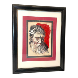 Vintage Original Ted Jaslow Bold Expressionist Rabbi, Judaica Oil Painting Art