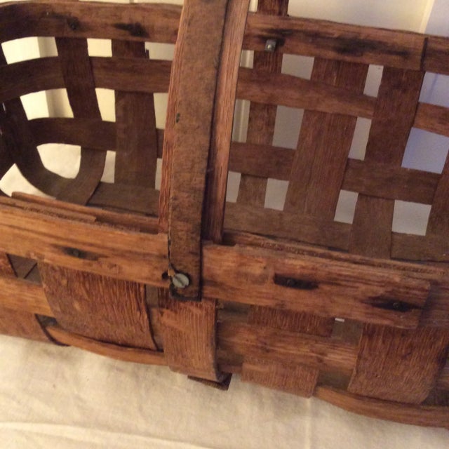 Antique Split Oak Basket With Handle For Sale - Image 11 of 13