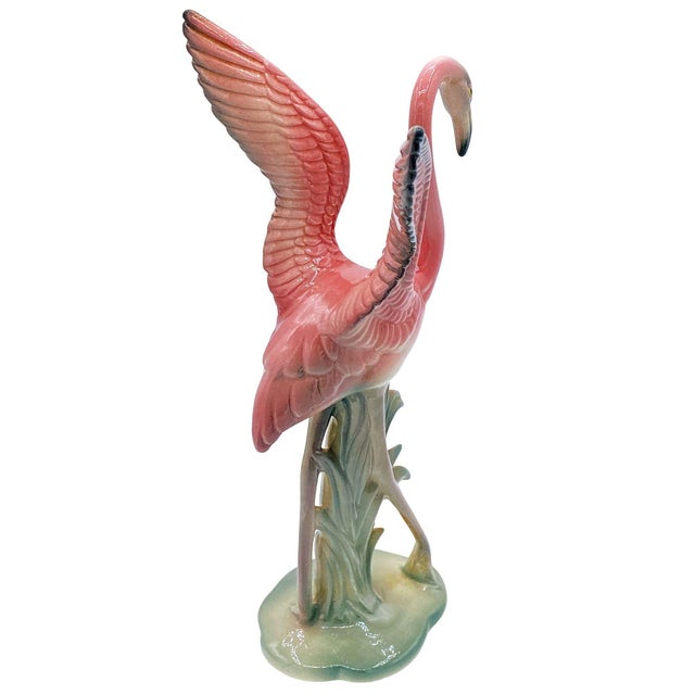 Pink 1950s Mid-Century Pink & Green Flamingo Ceramic Tabletop Sculpture Pair by Brad Keeler, 2 Pieces For Sale - Image 8 of 18