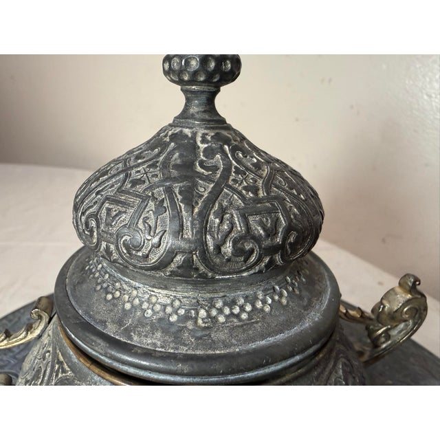 Large Antique Ornate 19th Century Victorian Metal Bronze Desk Inkwell Stand Jar For Sale - Image 11 of 13