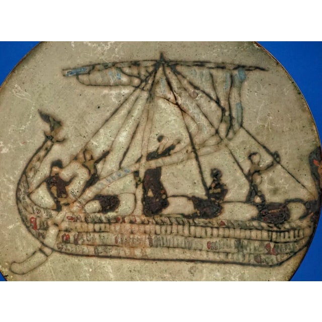 Fire-Enamelled Copper Plate with Odyssey Ulysses Voyage Motig from B.M.B. Manufacture, Florence, 1920s For Sale - Image 16 of 18