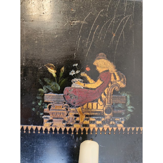Late 19th Century 19th C. Chinoiserie Ebonized Wall Sconces & Letter Pockets - A Pair For Sale - Image 5 of 17