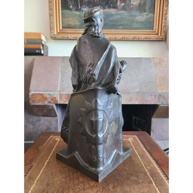 Antique 19th Century Bronze Statue Sculpture Medieval Figure Holding Scrolls For Sale - Image 12 of 18