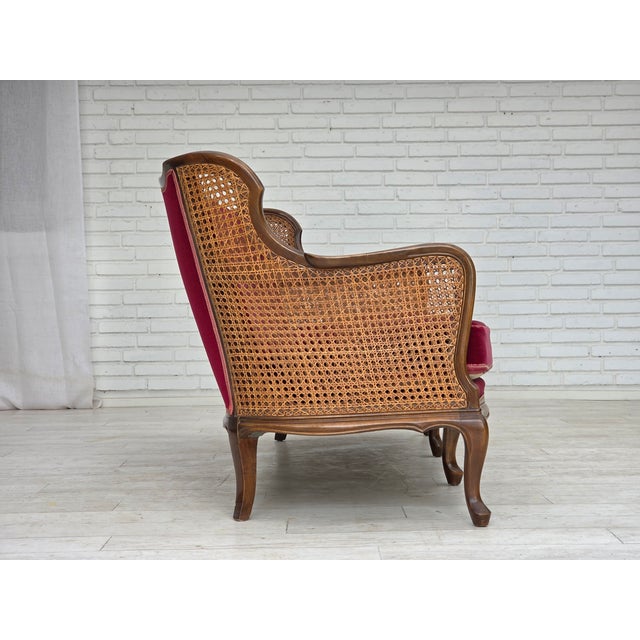 Red Danish 3-Seater Sofa in Velour, Ash and Mesh, 1950s For Sale - Image 8 of 18