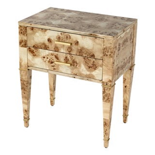 Kai 24 in. W Rectangular Burl Wood 2 Drawer End Table, Light Burl For Sale