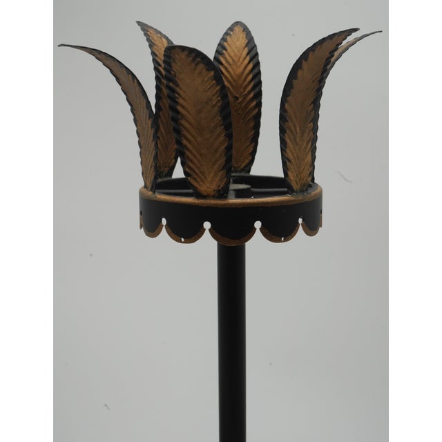 1980s 1980s Pair of Black & Gold Toleware Candelabras For Sale - Image 5 of 11