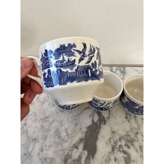 Chinoiserie Stackable Ceramic Coffee Cup Set of 4 - Chinoiserie Style Made in England For Sale - Image 3 of 4