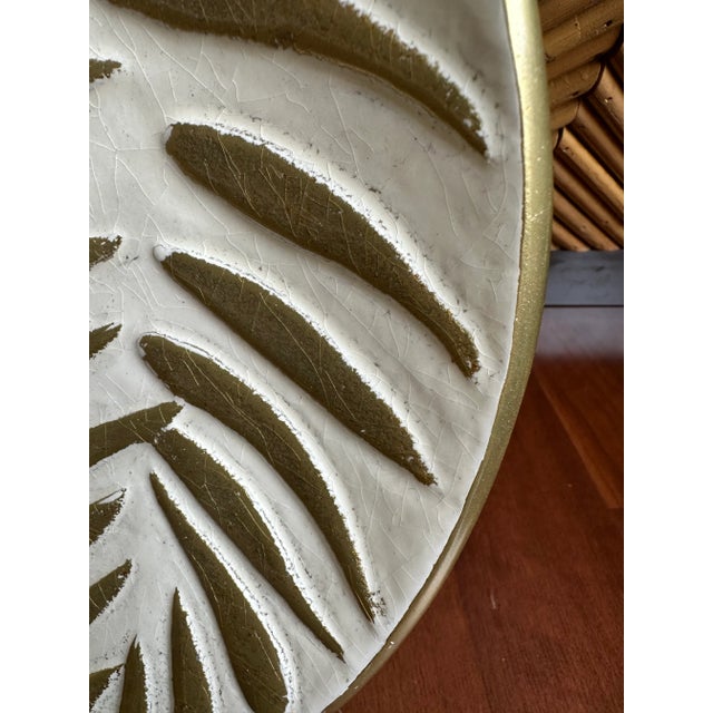 Vintage 1980’s Enameled Palm Leaf Decorative Plate For Sale - Image 4 of 8