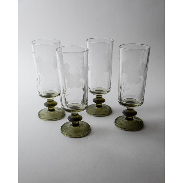 Glass Vintage Champagne Glasses, 1970s, Set of 4 For Sale - Image 7 of 12