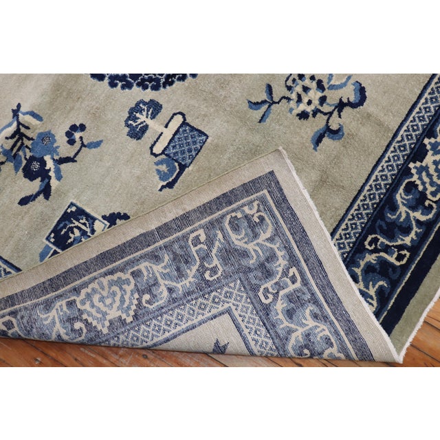 Early 20th Century Zabihi Collection Rare Slate Blue Chinese Square Rug - 6' x 6'1" For Sale In New York - Image 6 of 8