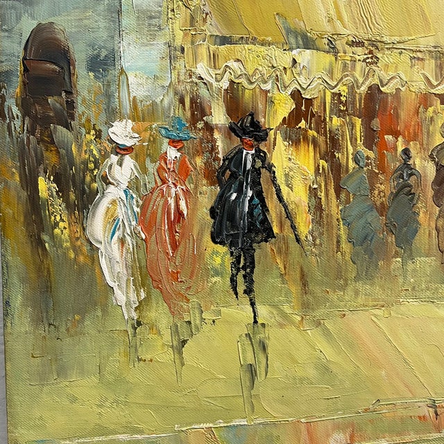 Mid-Century Modern 1960s-1970s European Cityscape Impressionist Oil Painting by Lewiy For Sale - Image 3 of 5
