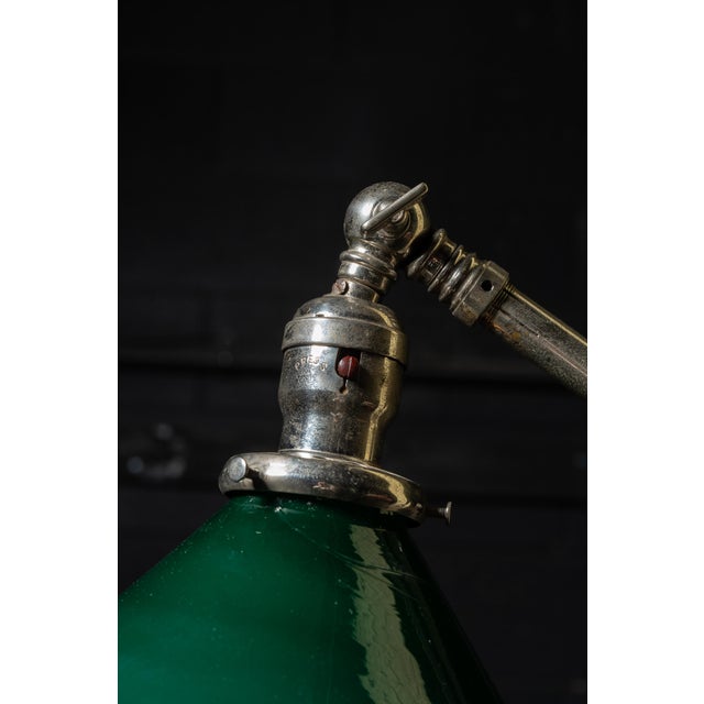 1920s Tafco Articulated Wall Lamp With Emeralite Shade For Sale - Image 4 of 10