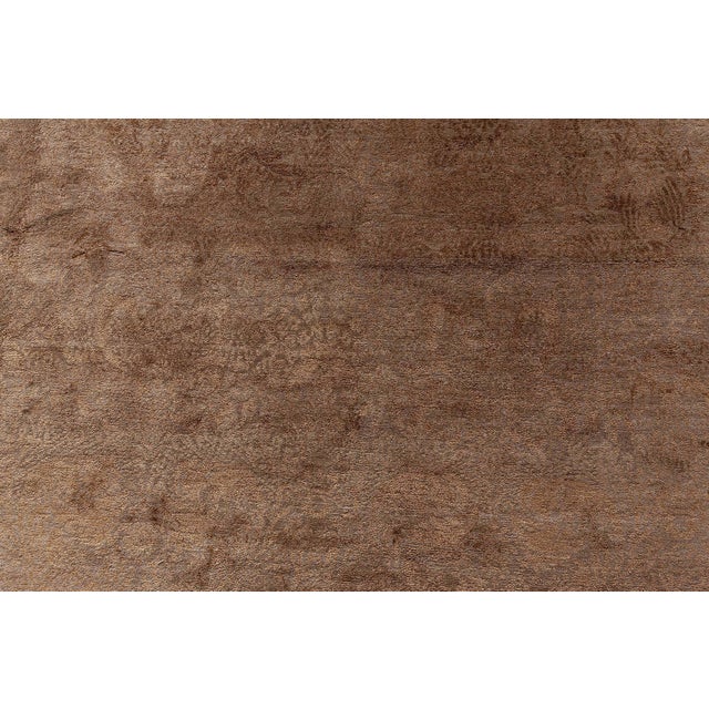 Modern S10 Tibetan Brown Floral Design Silk & Wool Rug by Doris Leslie Blau For Sale - Image 4 of 11