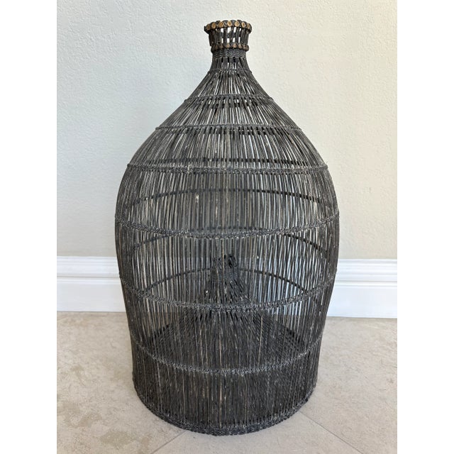 Vintage Large Wicker Fish Trap Basket For Sale - Image 4 of 9