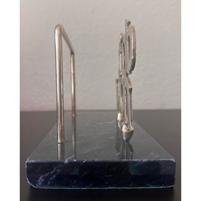 Metal Vintage Do It Now Marble and Brass Mail Paper Holder Desk Accessory For Sale - Image 7 of 12