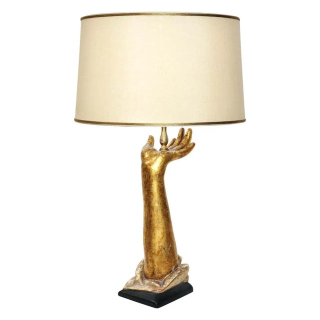 Randy Esada Designs for Prospr Designer Giltwood Hand Form Table Lamp by Randy Esada Designs For Sale - Image 4 of 4