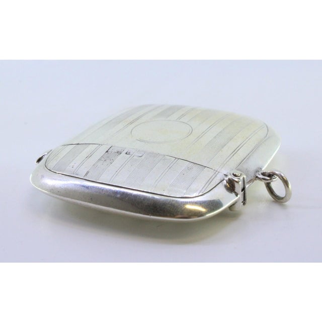 Guilloche Silver Matchbox with Bands at the Top Surrounding a Monogram Card For Sale - Image 5 of 8