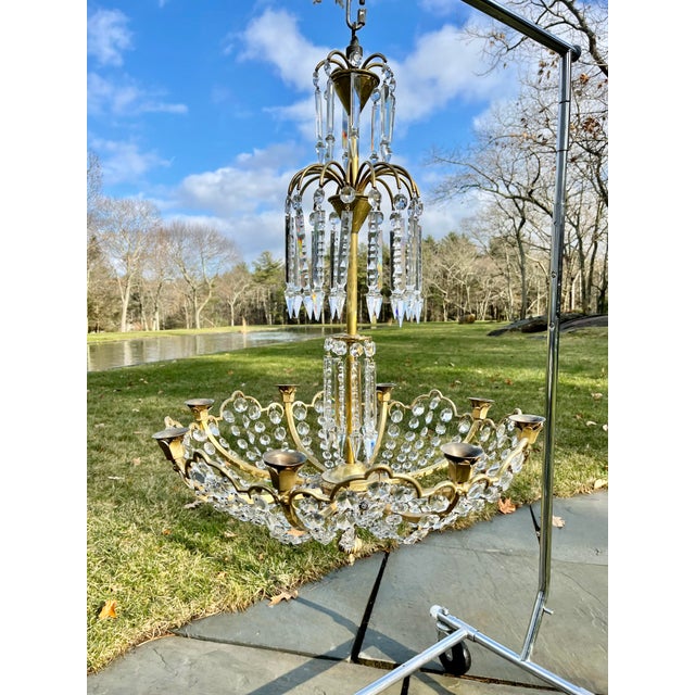 Late 19th Century 8 Arm Fountain Cut Crystal Chandelier For Sale - Image 13 of 13