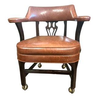Mahogany Chippendale Banker's Chair Attributed to Barrit of Philadelphia - Vintage Late 20th Century For Sale