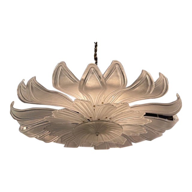 Modern Sunflower Frosted Murano Glass Flush Mount Chandelier For Sale