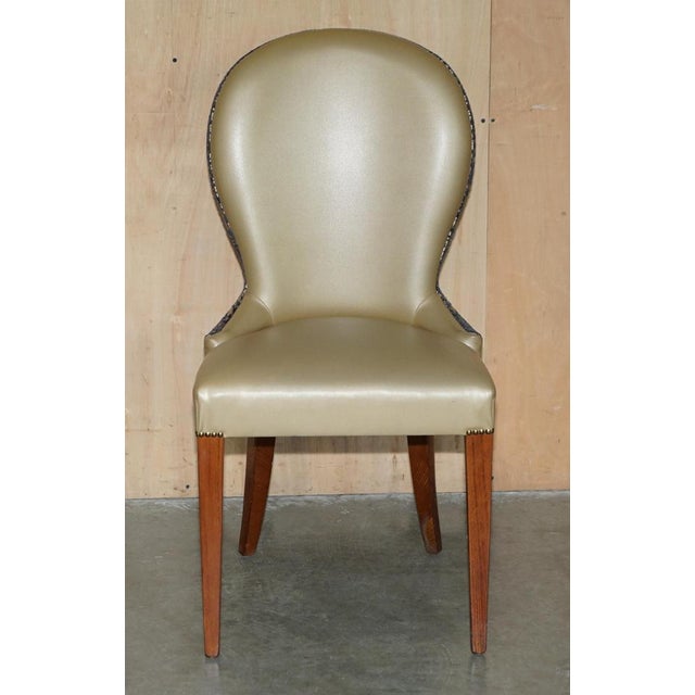 English Elm Hall Chairs with Damask Upholstery, Set of 2 For Sale - Image 16 of 18