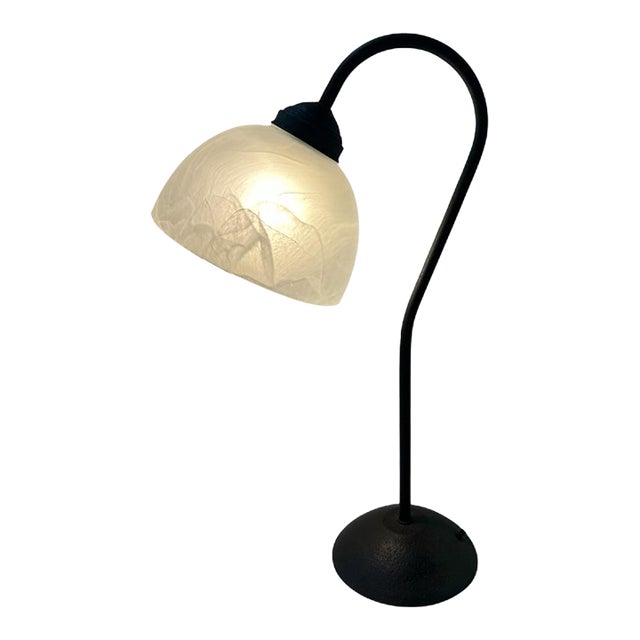 Pottery Barn Alabaster Patinated Metal Table Lamp For Sale