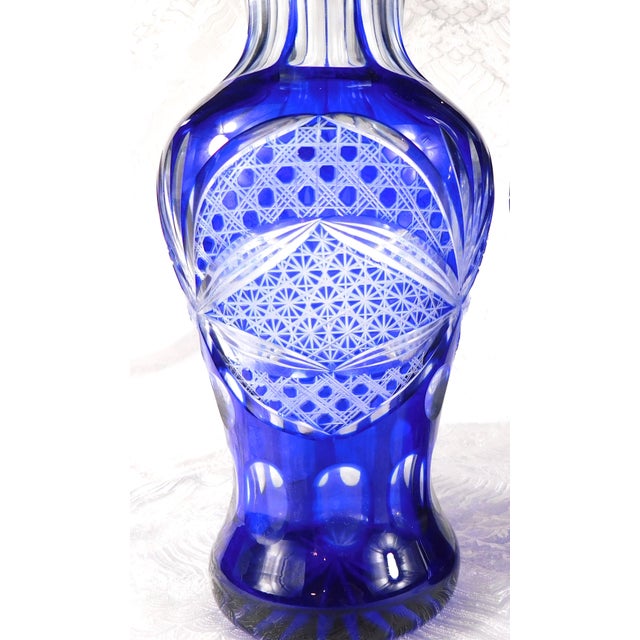 Pair of Two Blue Cut to Clear Vases For Sale In San Francisco - Image 6 of 7