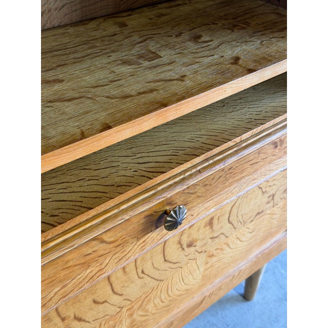 Wood Oak Bookcase With Open Shelves and Drop-Down Door Danish Mid-Century Modern 1960s For Sale - Image 7 of 10