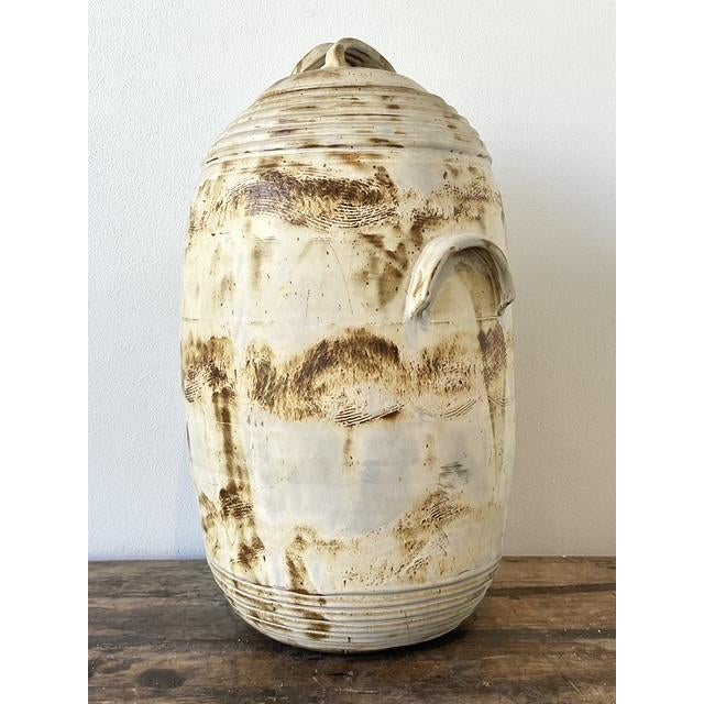 Vintage Original Monumental Studio Pottery Lidded Moonchild Vase For Sale - Image 11 of 11