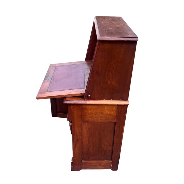 Walnut Victorian 2 Part Drop Front Desk For Sale - Image 4 of 12